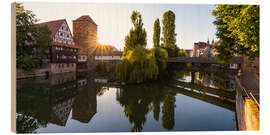 Holzbild Altstadt von Nürnberg bei Sonnenaufgang - Dieterich Fotografie