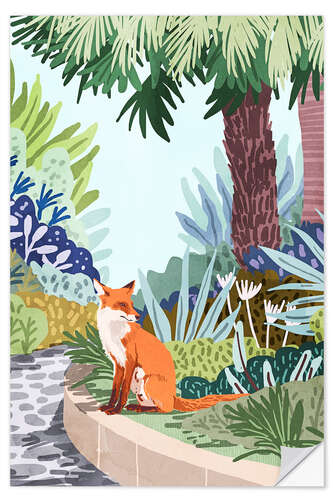 Selvklebende plakat The fox in the garden