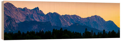 Wood print Sunset in the Karwendel