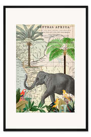 Gerahmter Kunstdruck Afrika Elefanten Reise