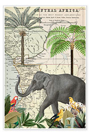 Póster Viaje de elefantes africanos