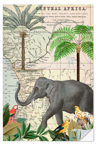 Selvklæbende plakat Africa Elephants Journey