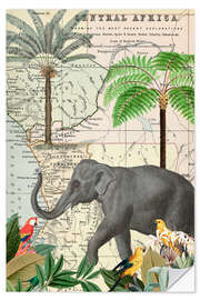 Självhäftande poster Africa Elephants Journey