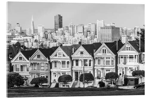 Tableau en verre acrylique Skyline de San Francisco, noir et blanc