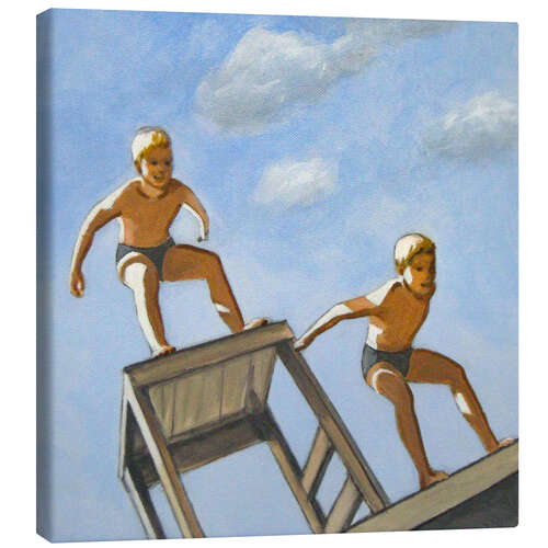 Canvas print Boys diving