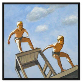 Gerahmter Kunstdruck Jungen tauchen