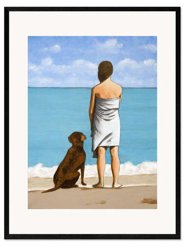 Framed art print Dog on the beach