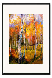 Gerahmter Kunstdruck Birken in der Sonne