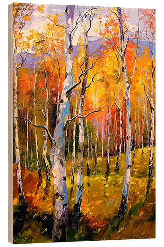 Trätavla Birches in the sun