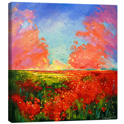 Canvas print Sunset over the poppy field