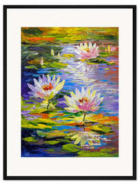 Gerahmter Kunstdruck Seerosen im Teich