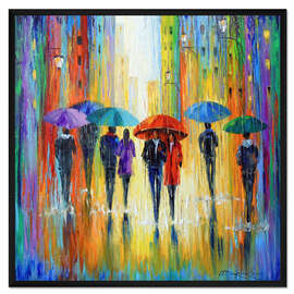 Gerahmter Kunstdruck Romantischer Spaziergang durch den Regen