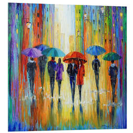 Foam board print Romantic walk through the rain