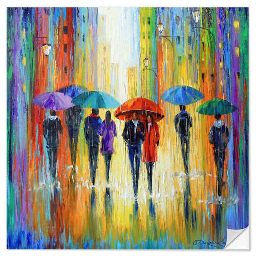 Sticker mural Promenade romantique sous la pluie