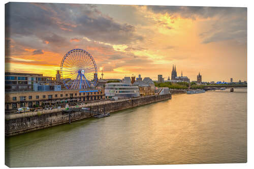 Canvastavla The skyline of Cologne at sunset