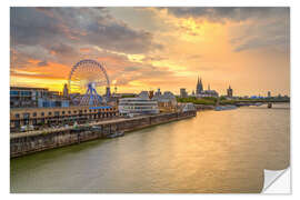 Wandsticker Die Skyline von Köln bei Sonnenuntergang