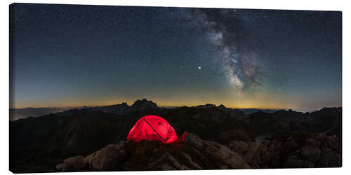 Canvas print Overnight at the summit under the stars