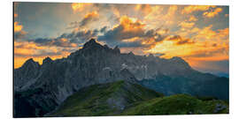 Aluminium print Dachstein at sunrise in the Alps