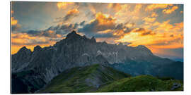 Tableau en plexi-alu Dachstein au lever du soleil dans les Alpes