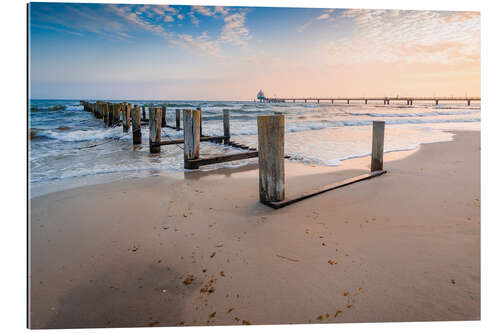 Tableau en plexi-alu Lever du soleil sur la mer Baltique à Zingst