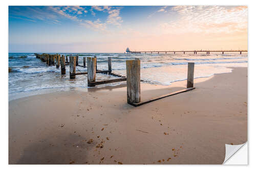 Självhäftande poster Sunrise on the Baltic Sea in Zingst