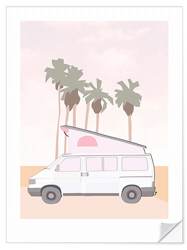 Wall sticker Pink Beach Van