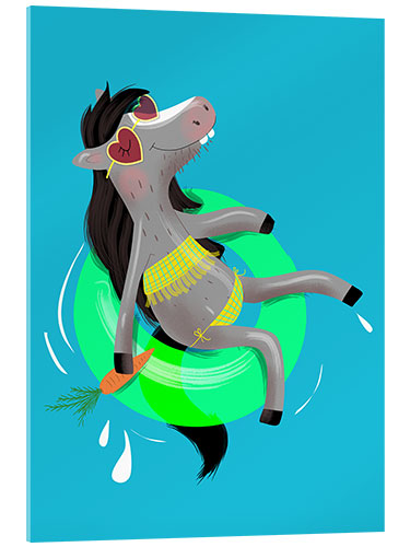 Acrylic print Cool horse with swim rings