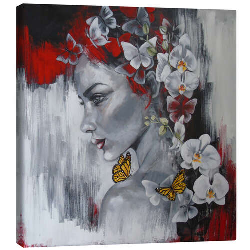 Canvas print Woman with butterflies