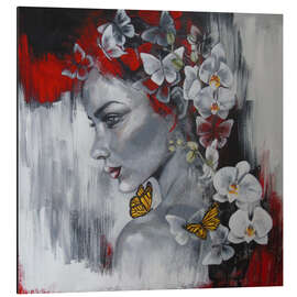 Magnettafel Frau mit Schmetterlingen