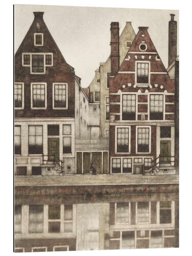 Tableau en plexi-alu Maisons au bord du Groenburgwal à Amsterdam