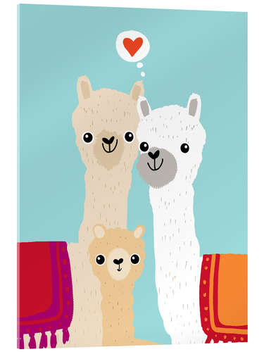 Acrylic print Alpaca family