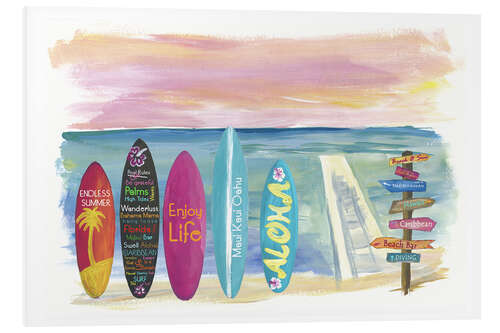 Tableau en PVC Planches de surf en bord de mer