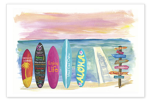 Poster Surfboards by the sea