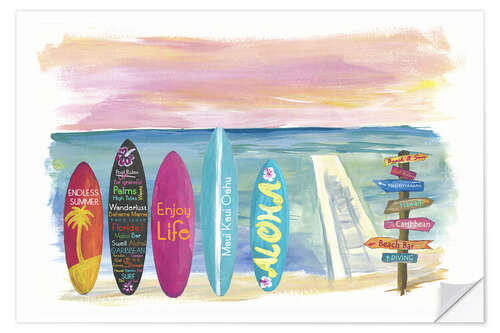 Sticker mural Planches de surf en bord de mer