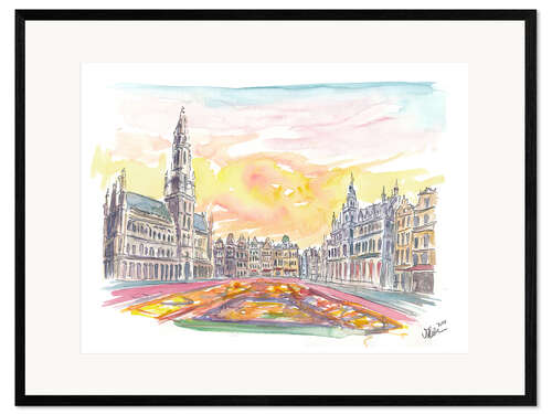 Impresión de arte enmarcada Alfombra de flores Grand Place, Bruselas
