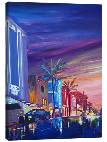 Canvas print South Beach Ocean Drive-Nacht in Miami Beach Florida