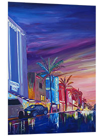 Foam board print South Beach Ocean Drive-Nacht in Miami Beach Florida