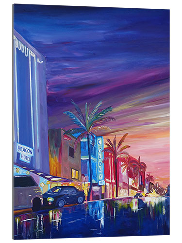 Tableau en plexi-alu Ocean Drive la nuit dans le quartier de South Beach à Miami