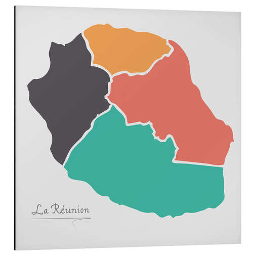 Tableau en aluminium Carte abstraite de La Réunion