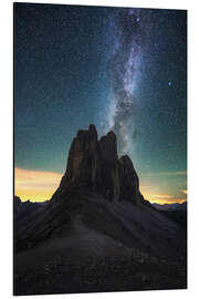 Aluminiumtavla Milky Way over the Three Peaks, Dolomites