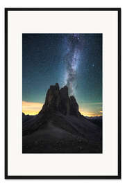 Gerahmter Kunstdruck Milchstraße über den Drei Zinnen, Dolomiten