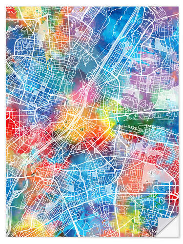 Selvklebende plakat Munich city map