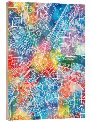 Wood print Munich city map