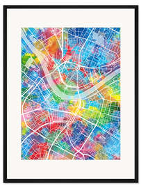 Gerahmter Kunstdruck Dresden Stadtkarte