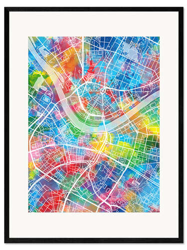 Ingelijste kunstdruk Dresden city map
