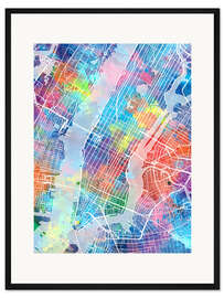 Gerahmter Kunstdruck New York Stadtkarte