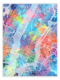 Poster Plan multicolore de New York
