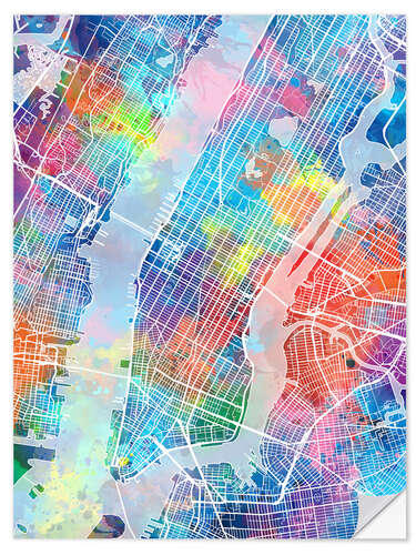 Autocolante decorativo Mapa da cidade de Nova York