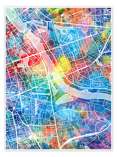 Poster Warschau Stadtkarte