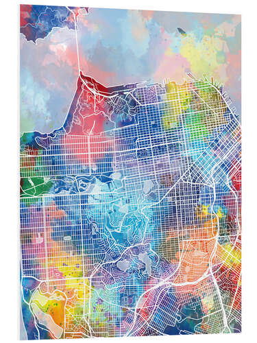 Tableau en PVC Plan multicolore de San Francisco